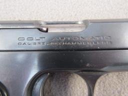 handgun: COLT Model Colt Automatic, Semi-Auto Pistol, .380, 6 shot, 3.75" barrel, S#51565