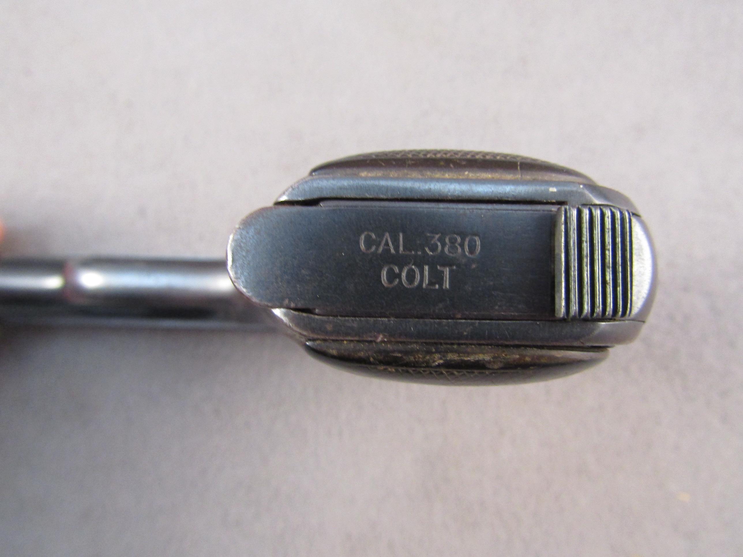 handgun: COLT Model Colt Automatic, Semi-Auto Pistol, .380, 6 shot, 3.75" barrel, S#51565