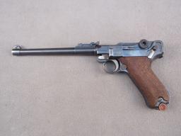 handgun: DWM Model Luger Artillery, Semi-Auto Pistol, 9mm, 8 shot, 8" barrel, S#3746