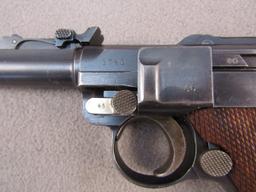 handgun: DWM Model Luger Artillery, Semi-Auto Pistol, 9mm, 8 shot, 8" barrel, S#3746