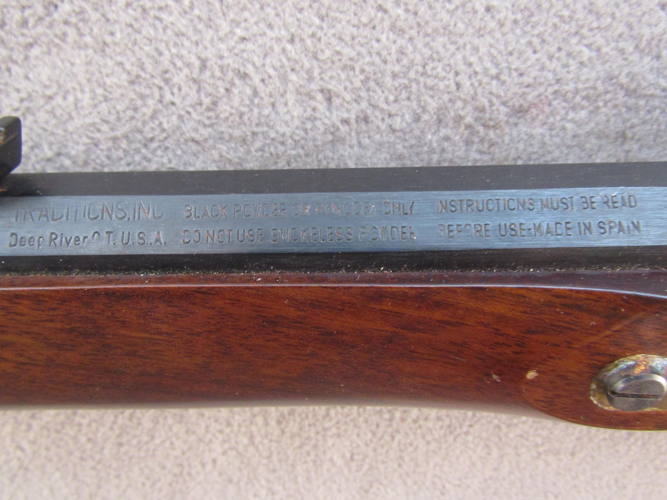 black powder: TRADITIONS Model Unknown, Single-Action Rifle, .50, S#288039