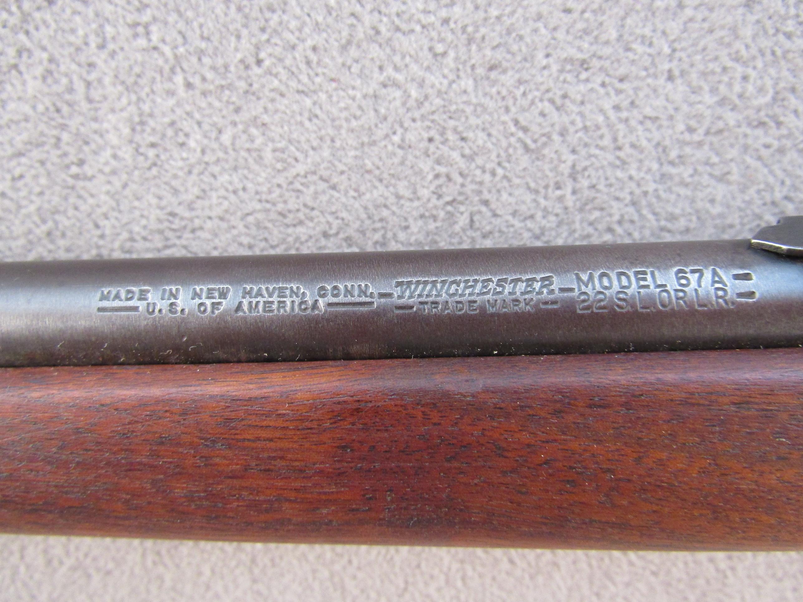 WINCHESTER Model 67A, Bolt-Action Rifle, .22, S#NVSN