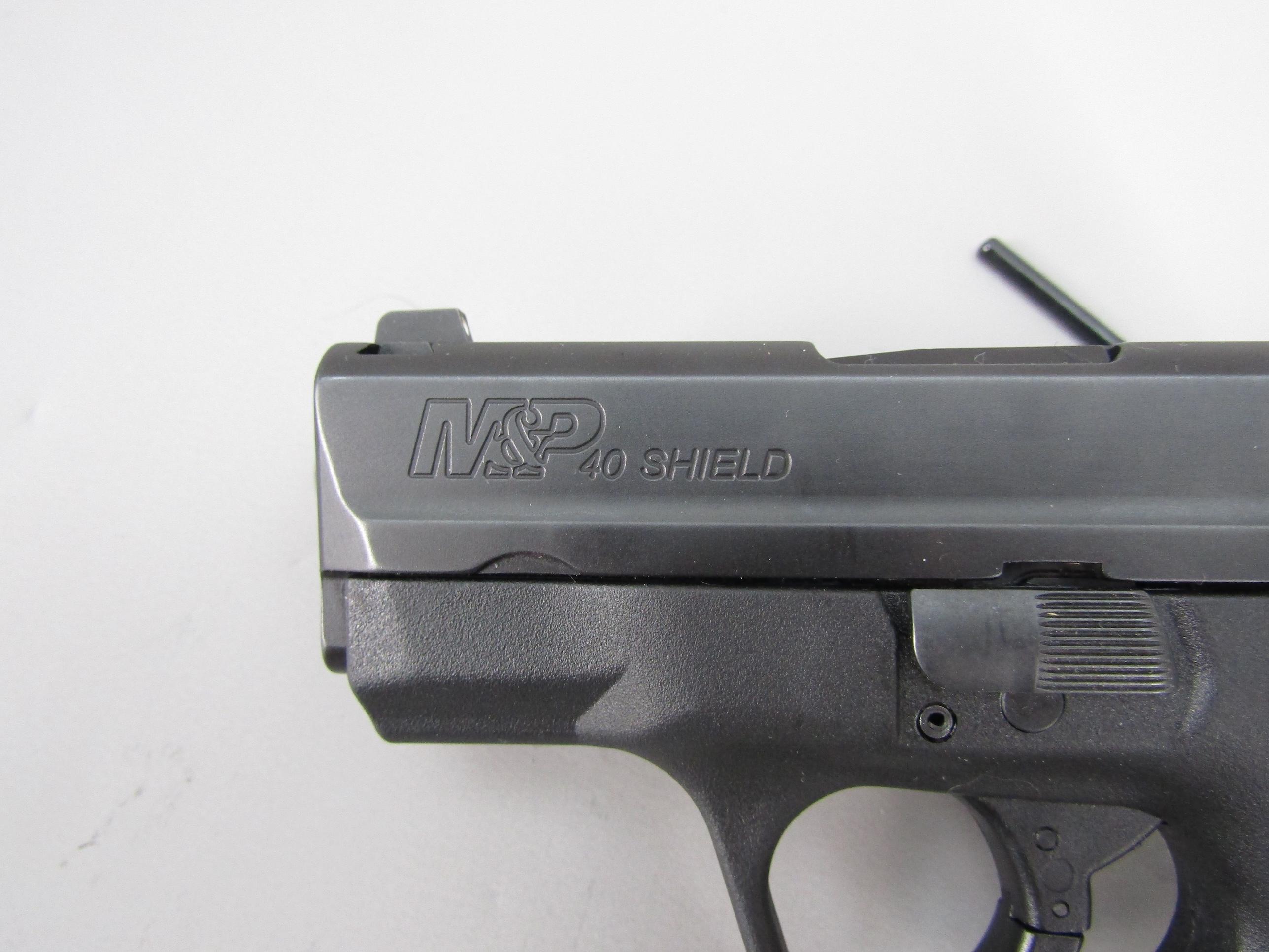 handgun: S&W Model M&P 40 Shield, Semi-Auto Pistol, .40, 7 shot, 3" barrel, 6" overall, S#HTH4332