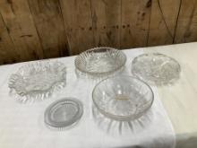 4 Glass Bowls & Glass Dish