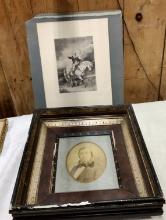 George Washington Lithograph & Antique Framed Photo of a Man