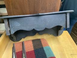 Vintage Roll Top Bread Box, Shelf & Rug