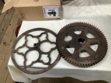 2 Antique 14" Pulleys