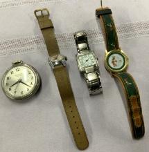 Pocket Watch & 3 Wrist Watches