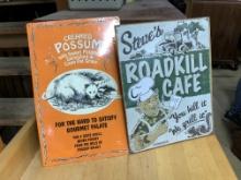Roadkill Café & Creamed Possum Funny Signs