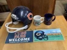 Cubs & Bears Signs, Helmet & 2 Mugs