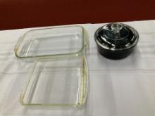 2 Glass Baking Pans & Covered Casserole