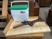 Coleman Oscar Cooler, Lake Michigan Map & Toy Gun