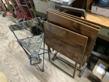 4 TV Trays in Rack, 3 Legged Camp Chair