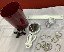 Rechargeable light, Wastebasket, Mirror & Misc