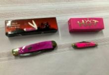 2 Pink Knives- Steel Warrior & "Hot"