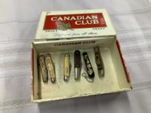 6 Knives in Cigar Box- some vintage