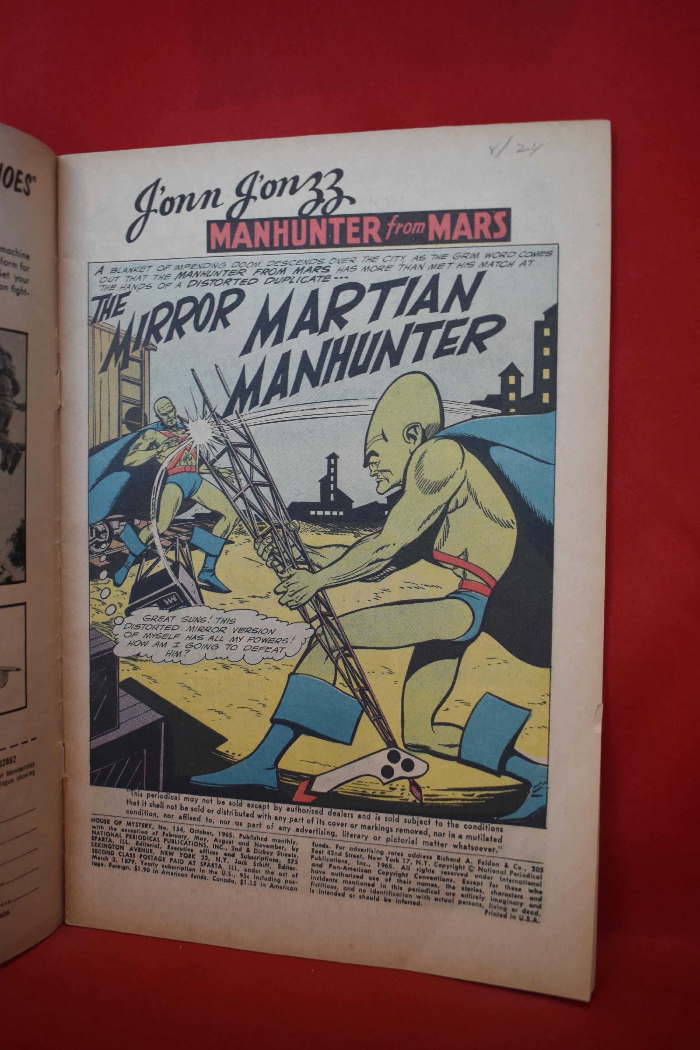 HOUSE OF MYSTERY #154 | MARTIAN MANHUNTER - JACK SPARLING - 1965 | *TWO CENTERFOLD PAGES DETACHED*