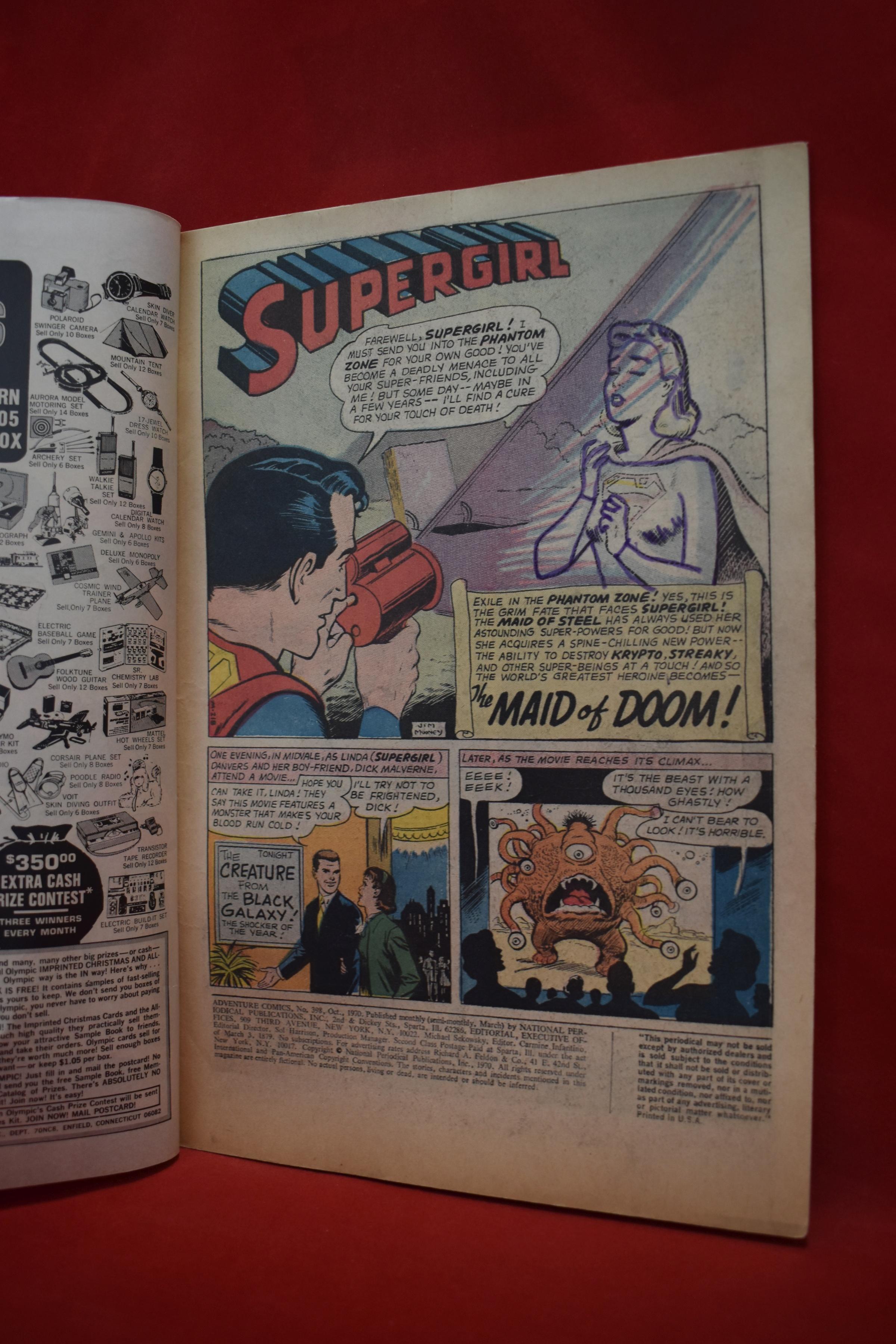 ADVENTURE COMICS #398 | SUPERGIRL - THE MAID OF DOOM! | *EXTRA STAPLES - LOOKS GOOD*