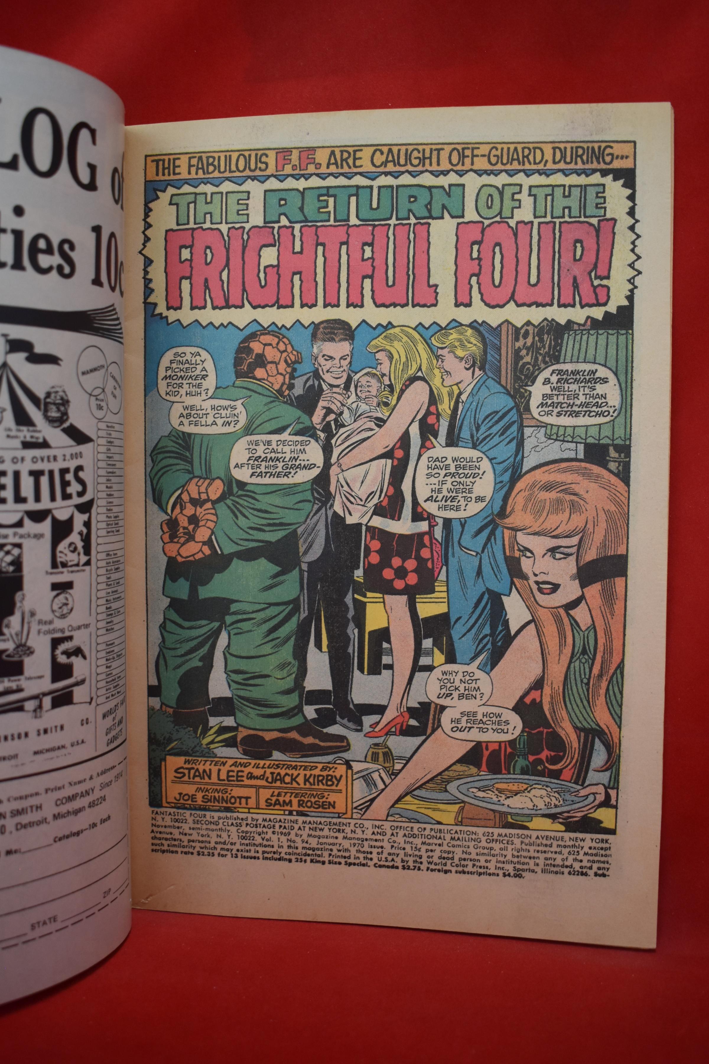 FANTASTIC FOUR #94 | KEY 1ST AGATHA HARKNESS, 1ST EBONY, 1ST MENTION OF FRANKLIN RICHARDS - NICE!