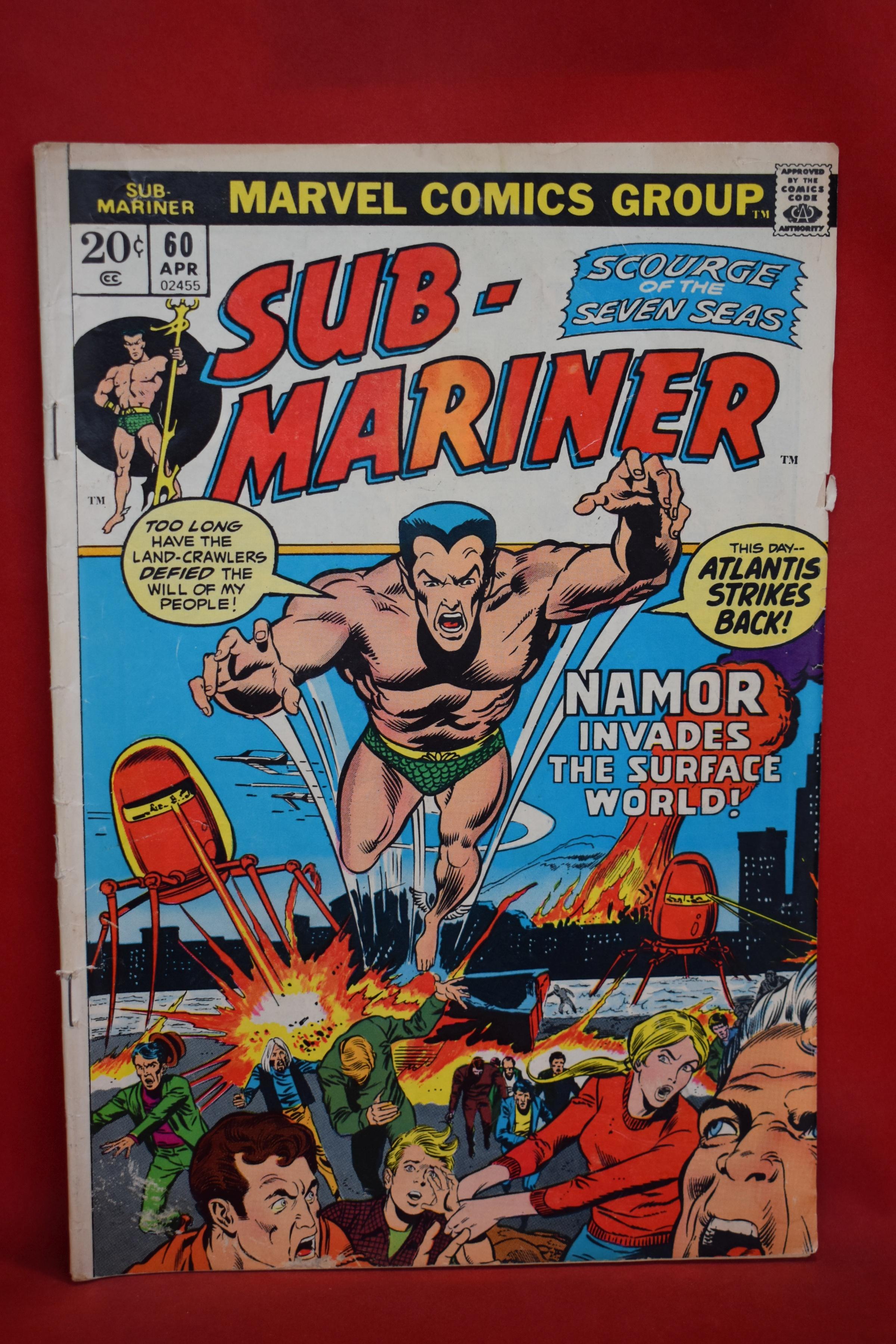 SUB-MARINER #60 | THE INVASION OF NEW YORK - RICH BUCKLER - 1973 | *SOLID, WEAR, CREASING*