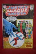 JUSTICE LEAGUE #14 | KEY ATOM JOINS THE JLA - ANDERSON/FOX - 1962 | *STAPLES GOOD, CREASING*