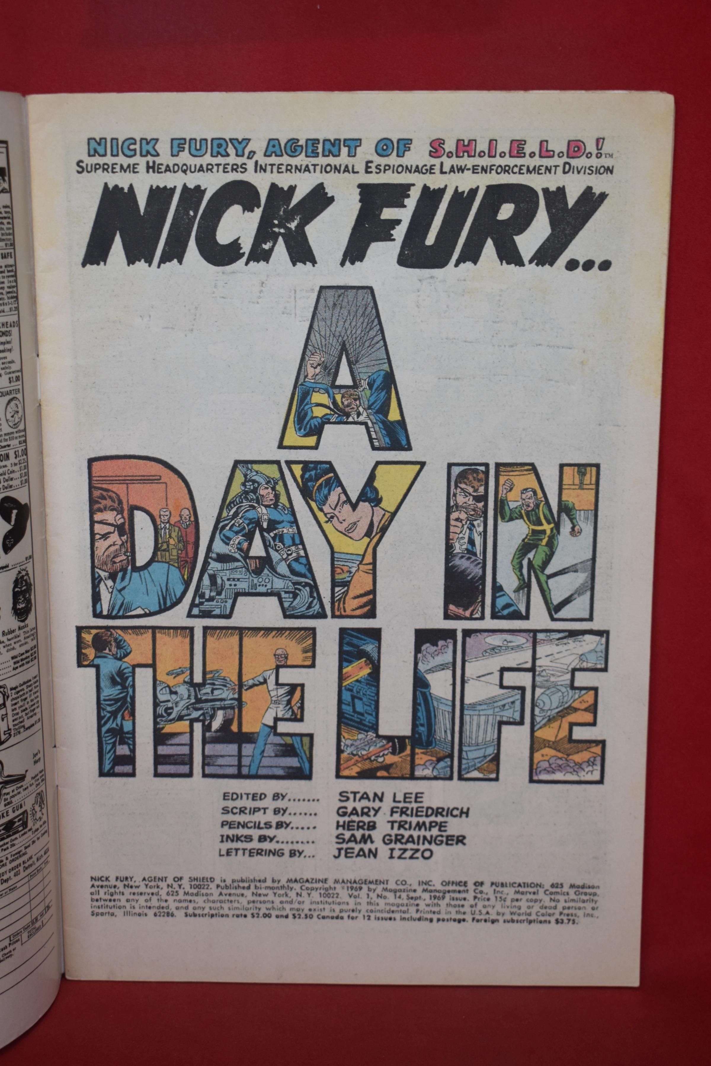 NICK FURY AGENT OF SHIELD #14 | CLASSIC HERB TRIMPE | *FAINT INDENTATIONS, SOLID, SEE PICS*