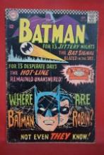 BATMAN #184 | MYSTERY OF THE MISSING MANHUNTERS! | MOLDOFF/FOX - 1966 | STAPLES GOOD, CREASING, FLAT