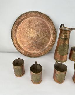Mexican Hand Hammered Copper Mug Set