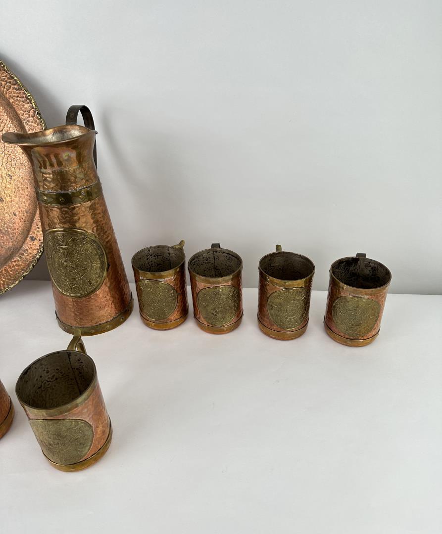 Mexican Hand Hammered Copper Mug Set