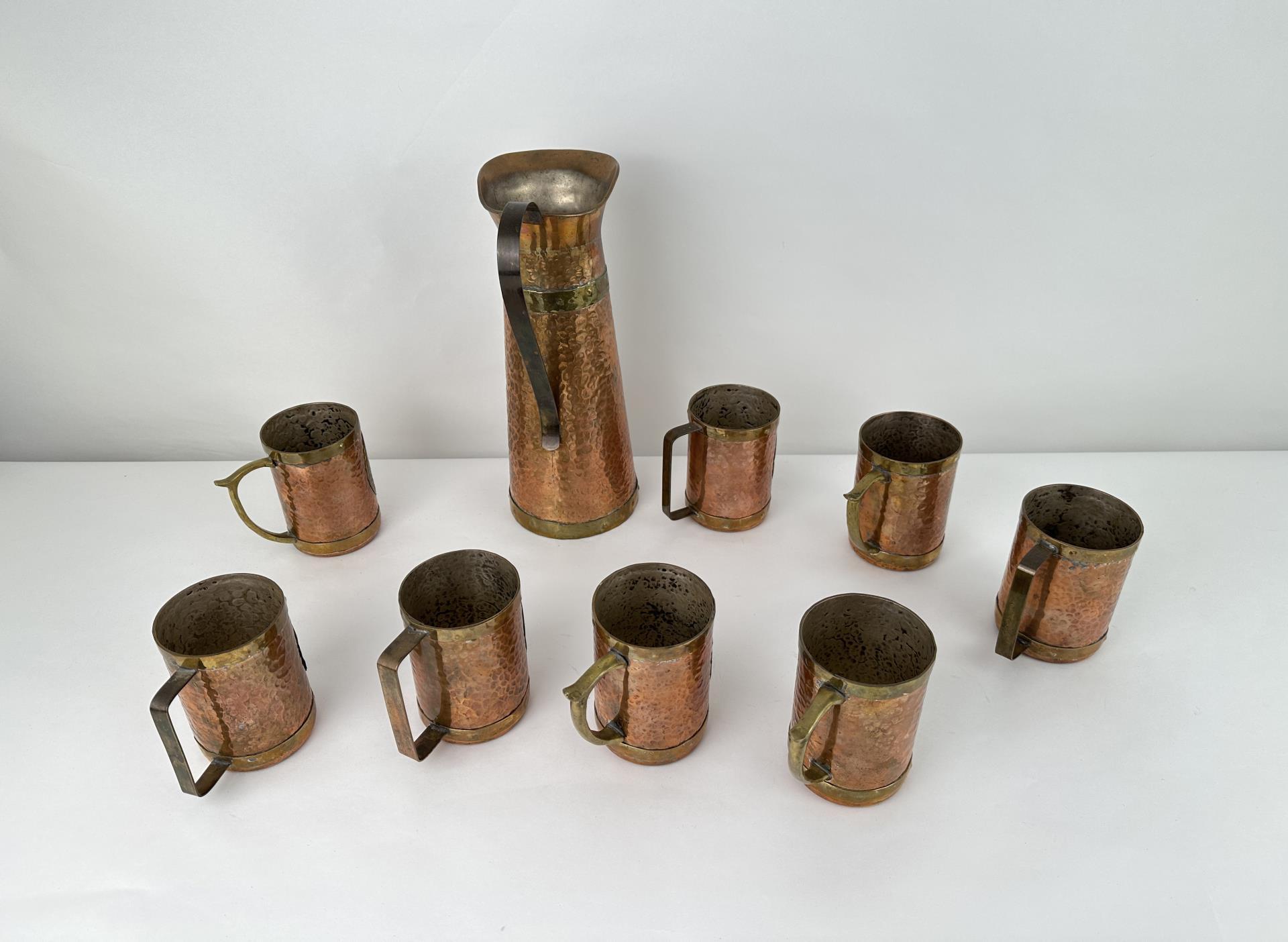 Mexican Hand Hammered Copper Mug Set