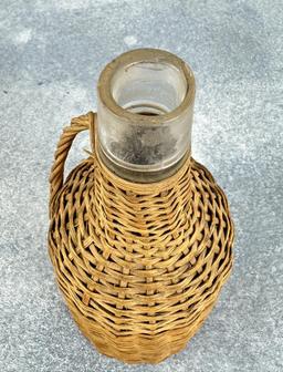 Antique Wicker Wrapped Demijohn Bottle