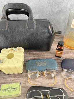 Antique Pharmacy Apothecary Bottles Doctor Bag