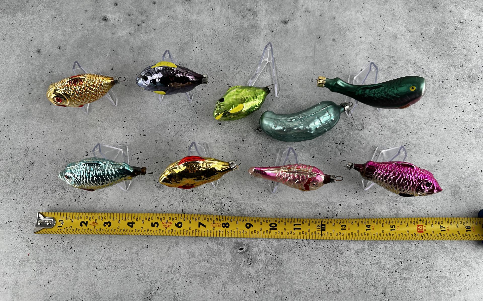 Blown Glass Fish Christmas Ornaments