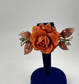 Costume Jewelry Rose Brooch