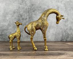 Vintage Brass Giraffes