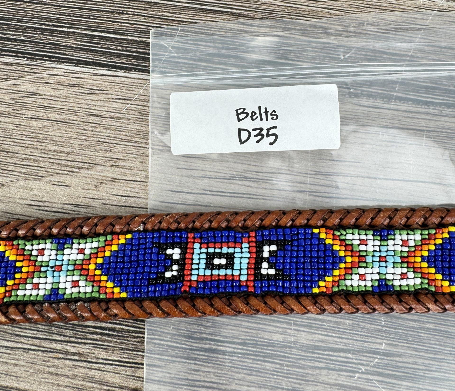 Native American Indian Beaded Leather Belt