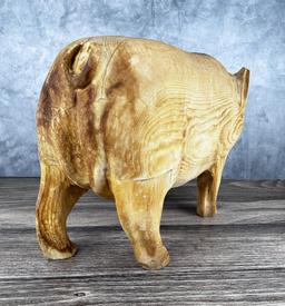 Folk Art Carved Wood Javelina Pig
