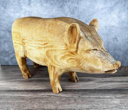 Folk Art Carved Wood Javelina Pig