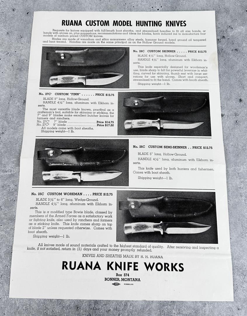 Rudy RH Ruana Bonner Montana Bowie Knife Flyer