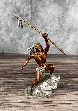 Sedlow Pewter Proud Warrior Indian Sculpture