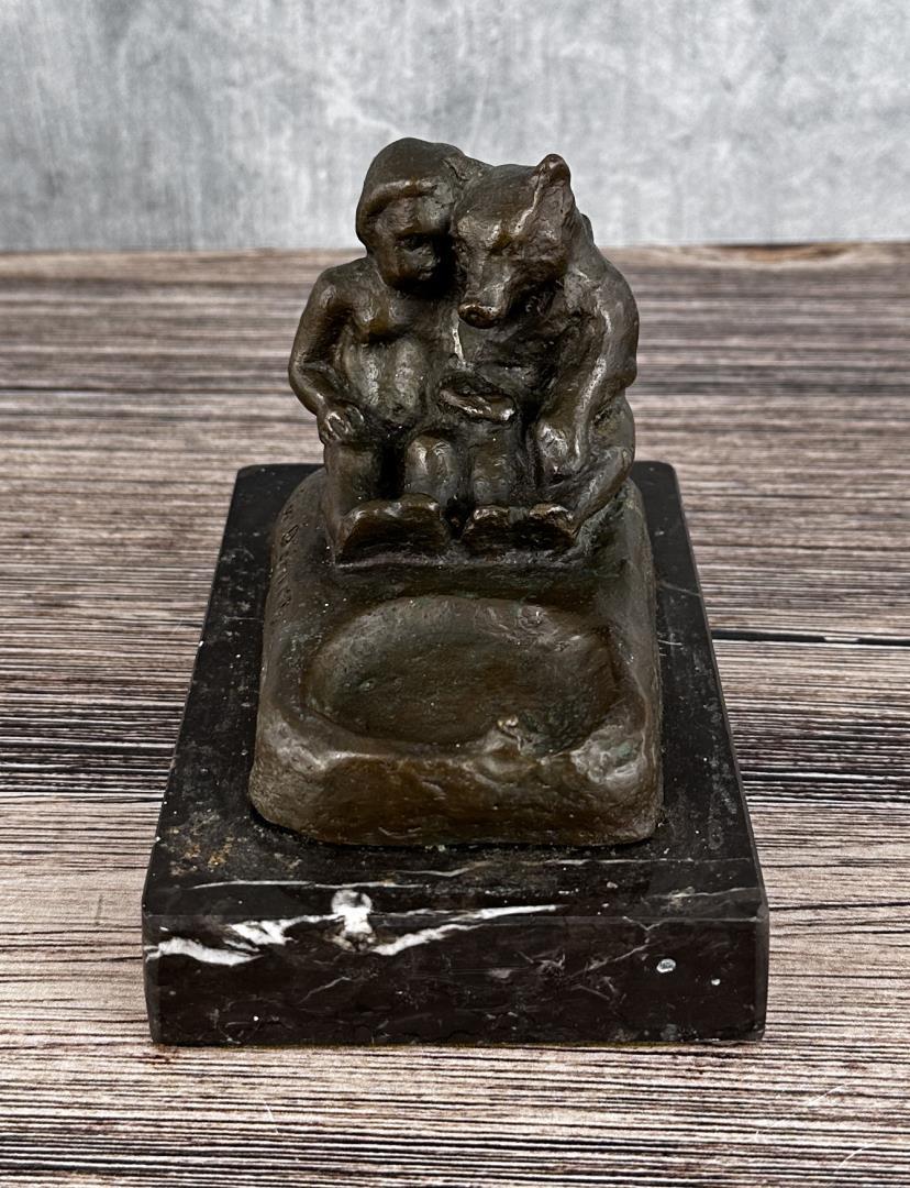 Edwin Willard Deming Bear and Boy Bronze