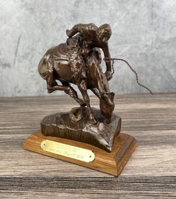 Ace Powell Hangin On Montana Cowboy Bronze