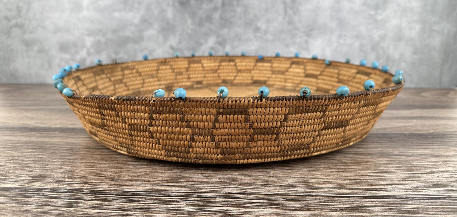 Antique Pima Native American Indian Bead Basket