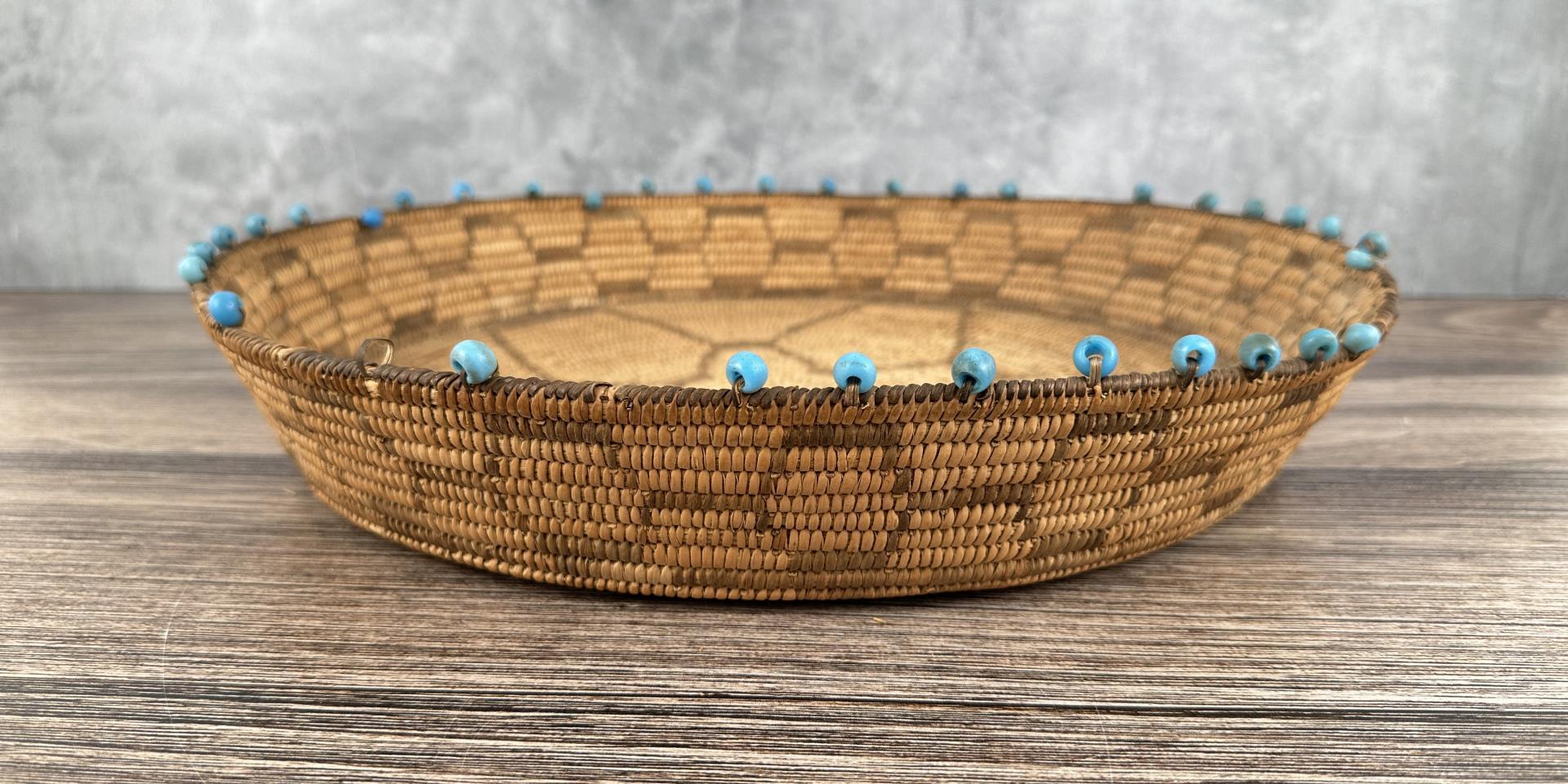 Antique Pima Native American Indian Bead Basket