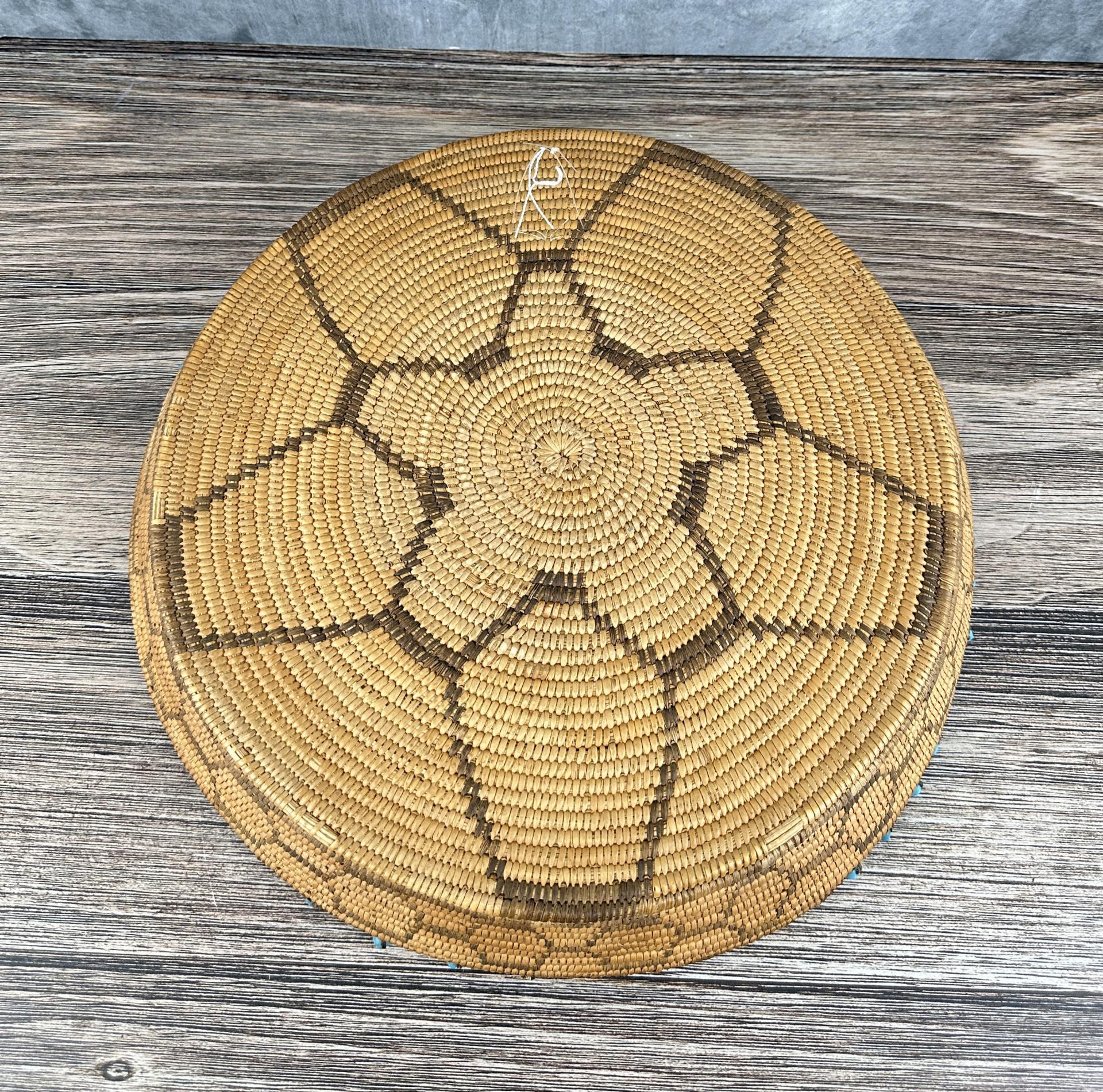 Antique Pima Native American Indian Bead Basket
