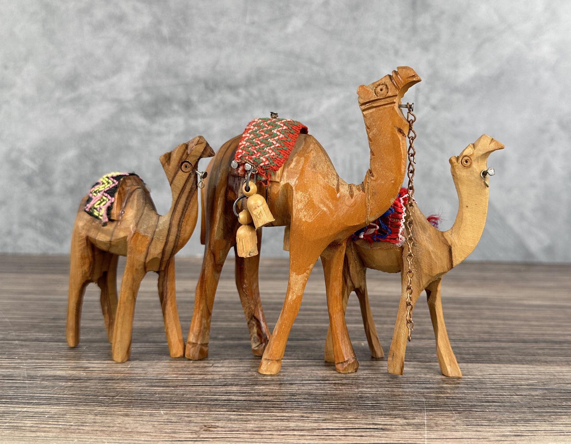 Carved Wood Camels
