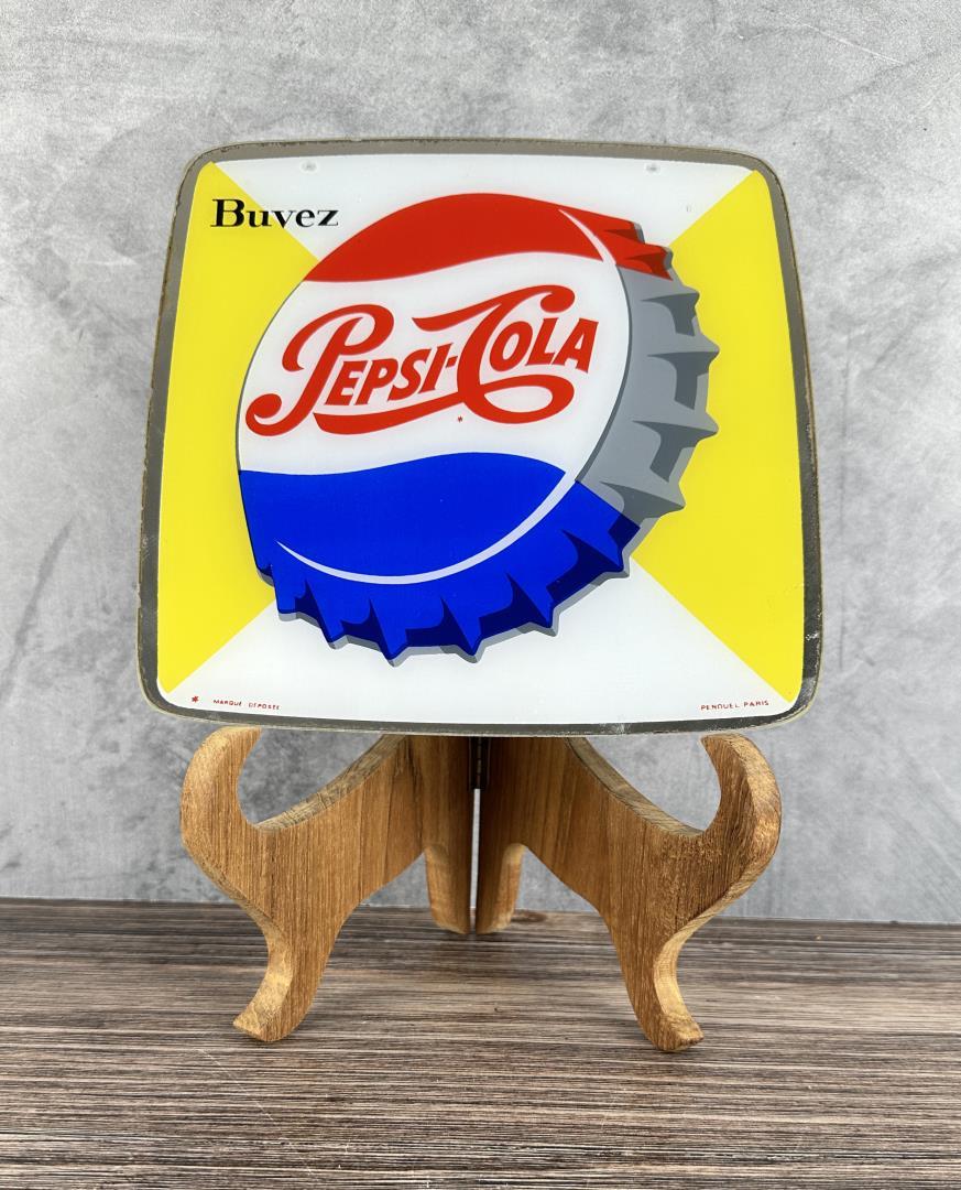 1950s French Canadian Pepsi Cola Soda Glass Sign
