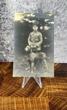 WWI WW1 German Ace Immelmann with Dog Postcard