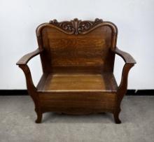 Antique Oak Hall Tree Bench