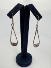 Zuni Chip Inlaid Sterling Silver Earrings